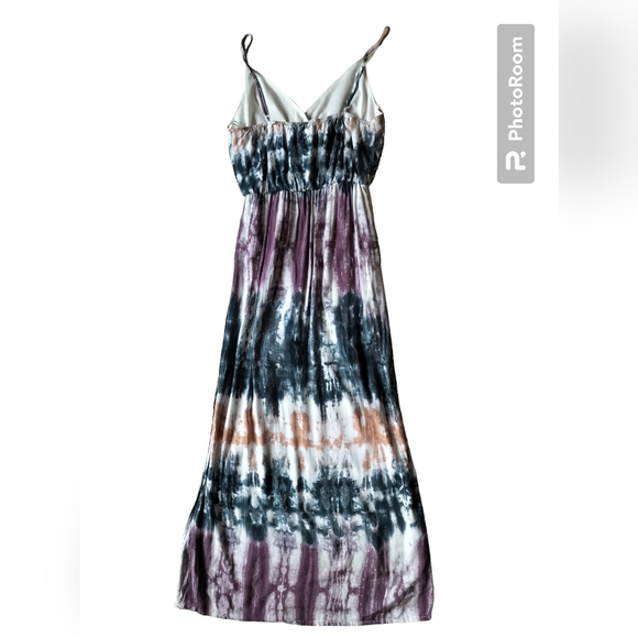 One Clothing tie dye V neck wrap maxi dress purple white dark green size S - Picture 6 of 11